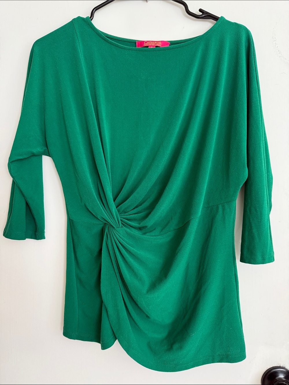 Catherine Malandrino Emerald Green Twist-Knot Draped Blouse